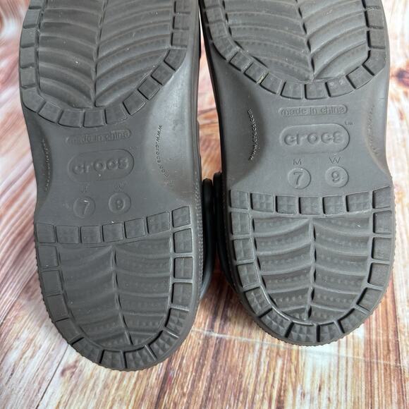 Crocs CLASSIC Womens Size 9 Brown Double Two Strap Sandals Slides Shoes Mens 7 - Picture 9 of 10